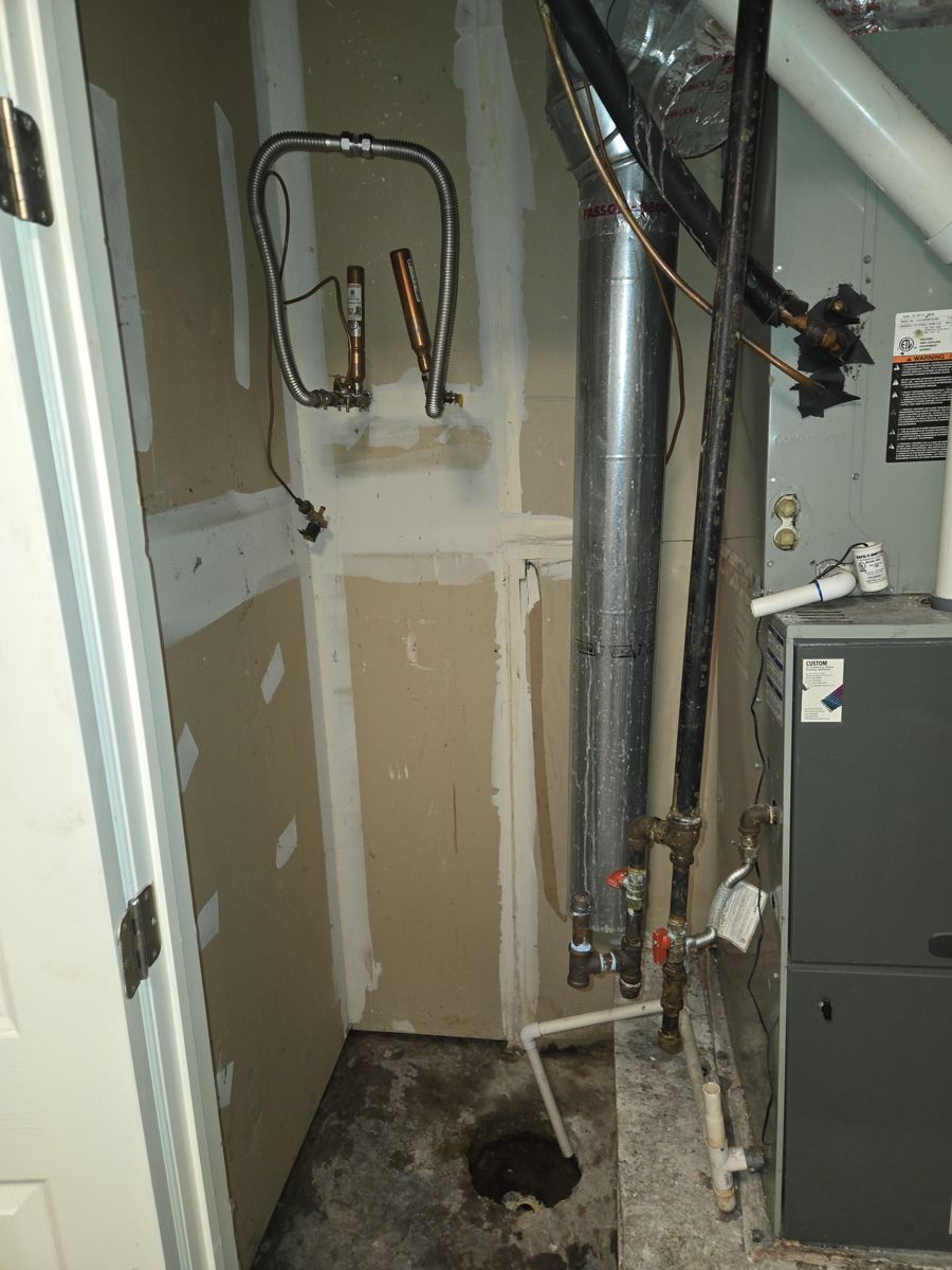 Before the repair: 75-Gallon Gas Water Heater Replacement in Broken Arrow, photographed on the job by Acts of Service Plumbing