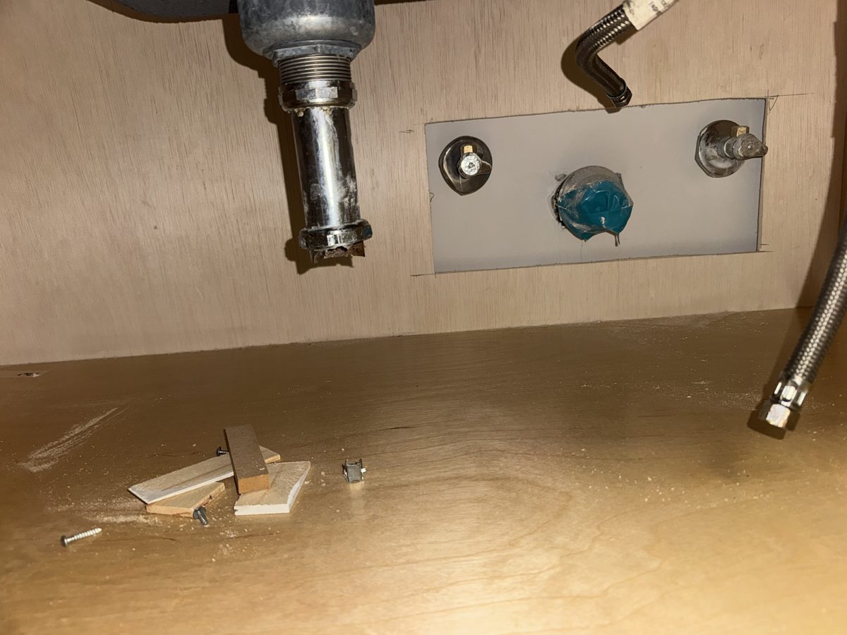 Before the repair: Classroom Sink Hookups for a Tulsa Learning Center, photographed on the job by Acts of Service Plumbing
