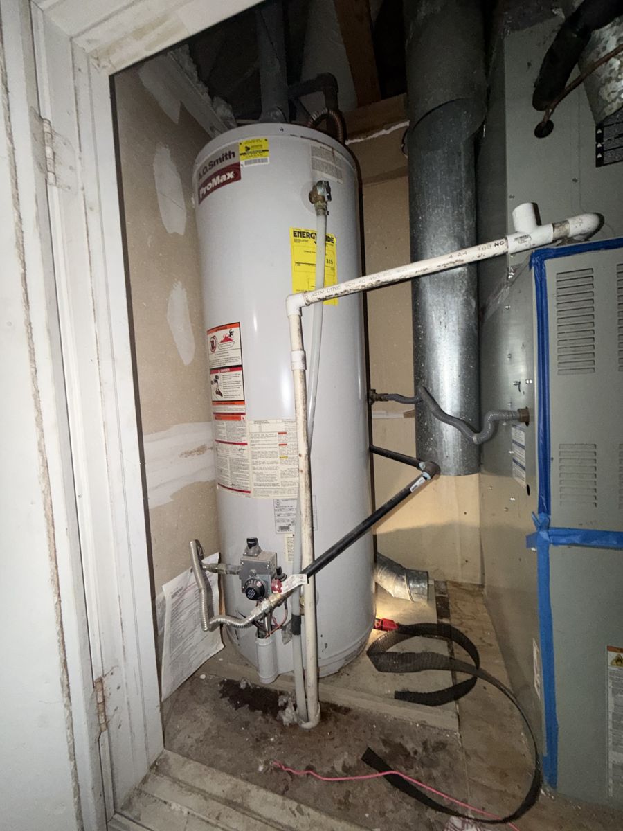 Before the repair: Gas Water Heater Replacement in Glenpool, photographed on the job by Acts of Service Plumbing