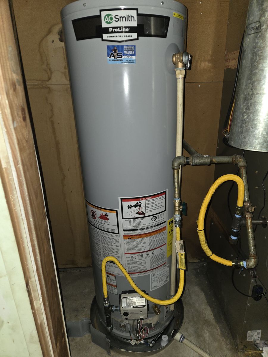 After the repair: 40 Gallon Slim Gas Water Heater Installation in Tulsa, finished work by Acts of Service Plumbing