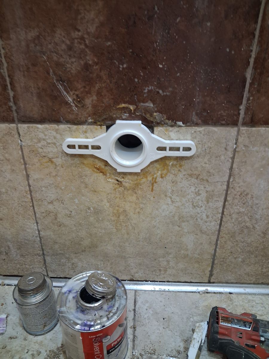 After the repair: Urinal Backup and Flange Repair in Tulsa, finished work by Acts of Service Plumbing