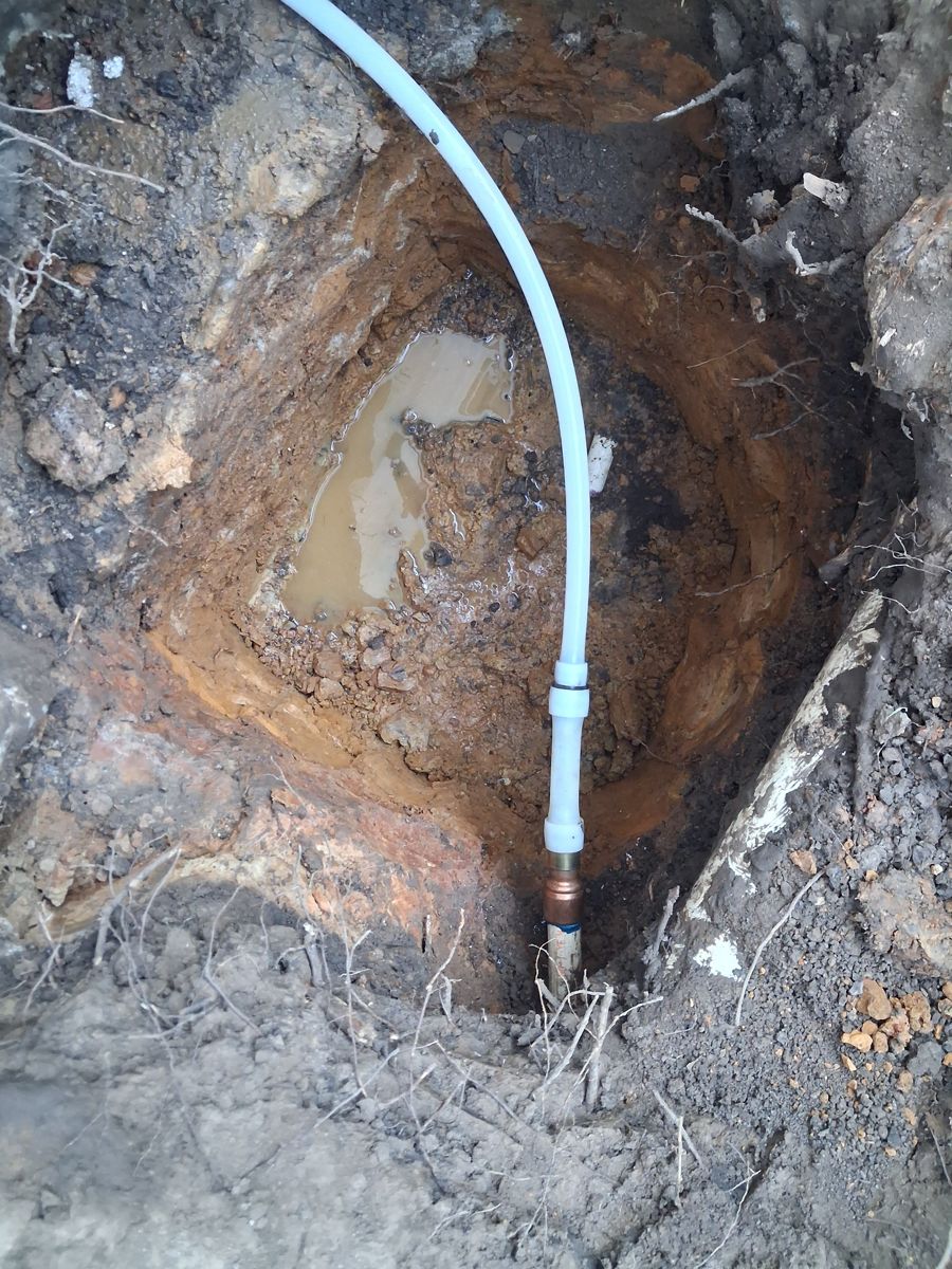 Before the repair: Water Line Replacement in Skiatook, photographed on the job by Acts of Service Plumbing